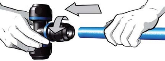 inserting the pipe by twisting