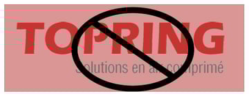 Red logo with grey tagline on a red background