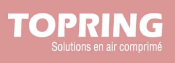 white logo with white tagline on a red background