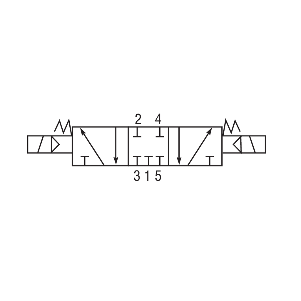 Valve solénoïde double 12 VDC 5/3 voies 3/8 (F) NPT