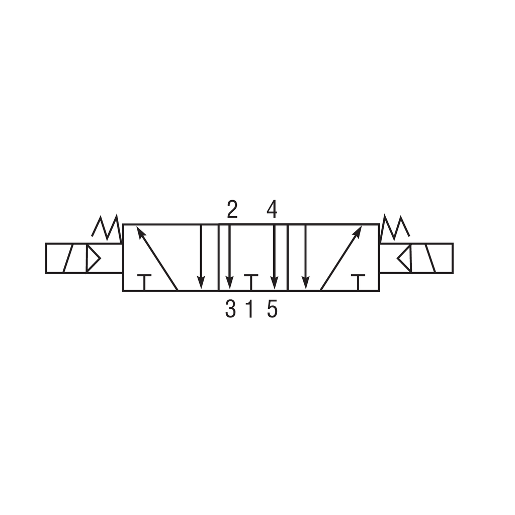 Valve solénoïde double 24 VAC 5/3 voies 1/4 (F) NPT